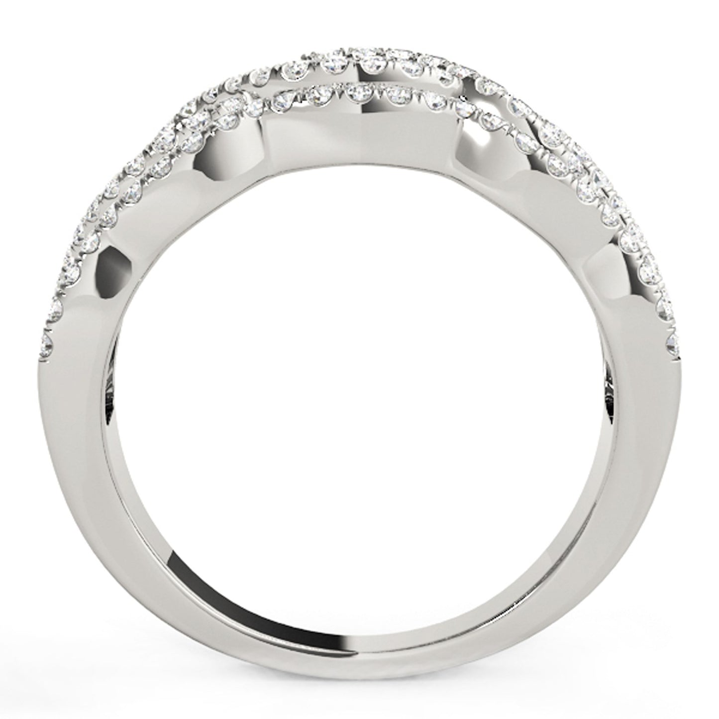 Diamond Studded Ring with Four Curves in 14k White Gold (5/8 cttw) - The Best Accessory