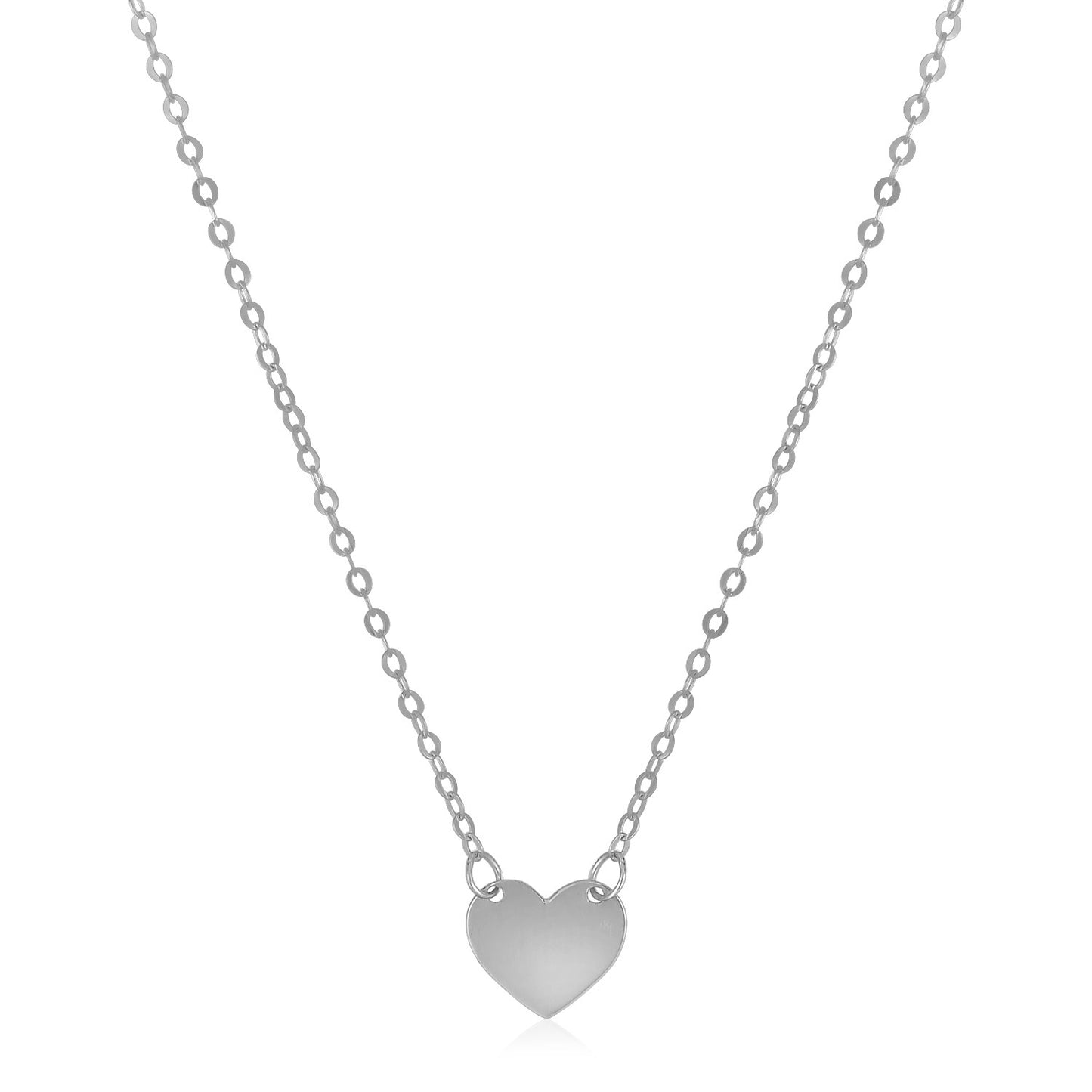 14k White Gold Polished Mini Heart Necklace - The Best Accessory
