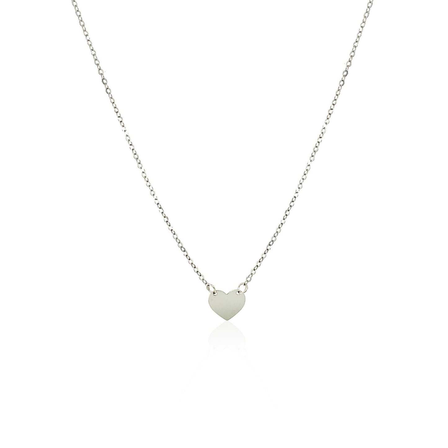 14k White Gold Polished Mini Heart Necklace - The Best Accessory