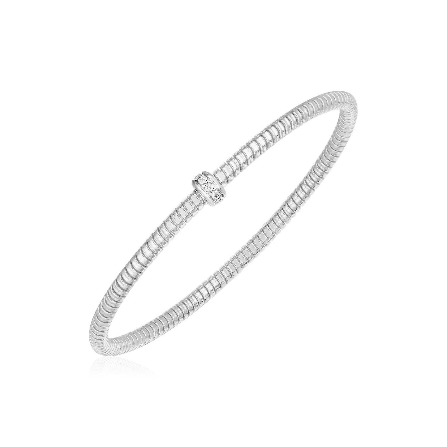 14k White Gold Stretch Bangle with Diamonds (3.00 mm) - The Best Accessory