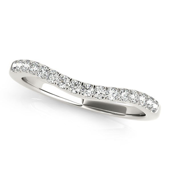 14k White Gold Curvy Style Pave Set Diamond Wedding Band (1/5 cttw) - The Best Accessory