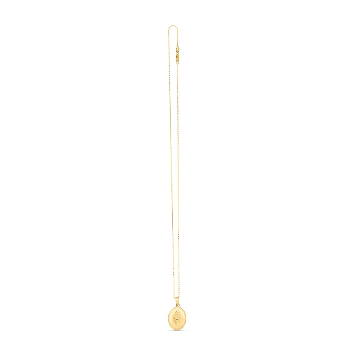14k Yellow Gold Oval Etched Locket Necklace - The Best Accessory