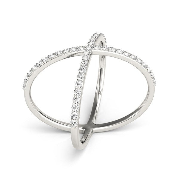14k White Gold X Style Thin Ring with Diamonds (1/2 cttw) - The Best Accessory