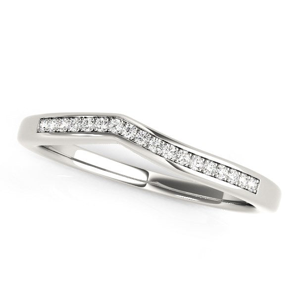 14k White Gold Modern Curved Design Diamond Wedding Band (1/10 cttw) - The Best Accessory