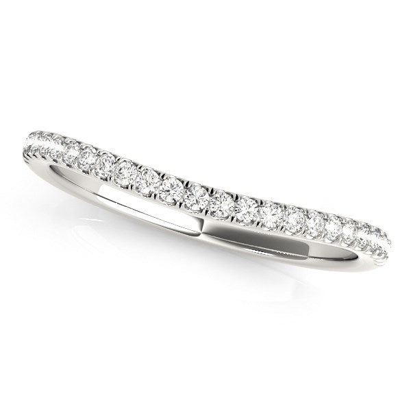 14k White Gold Pave Setting Style Curved Wedding Band (1/10 cttw) - The Best Accessory