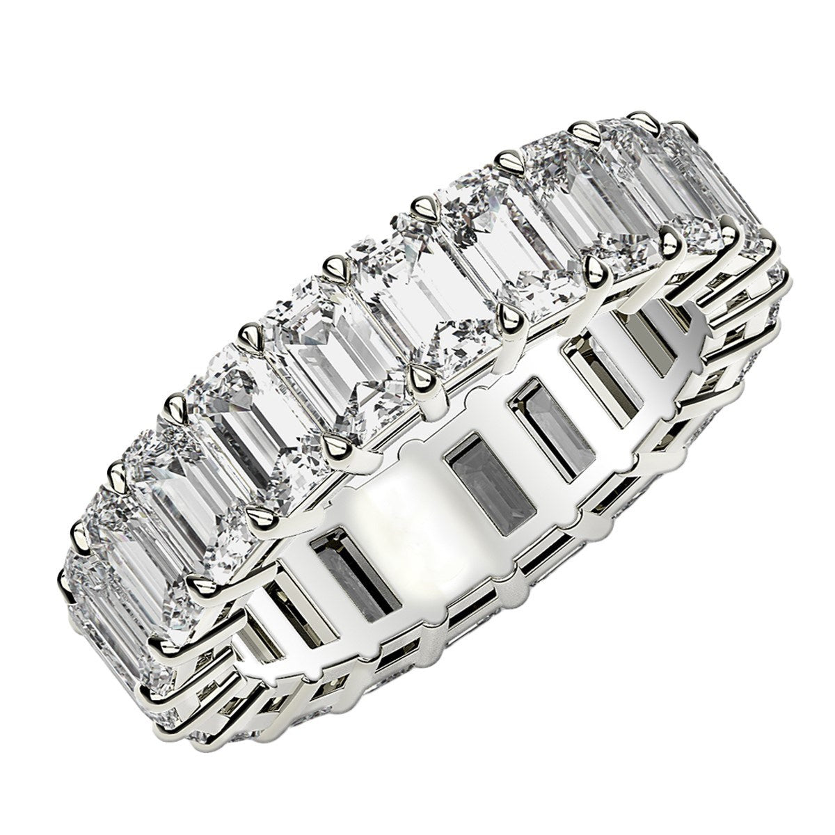Emerald Cut Lab Grown Diamond Eternity Ring in 14k White Gold (4 cttw FG/VS2) - The Best Accessory