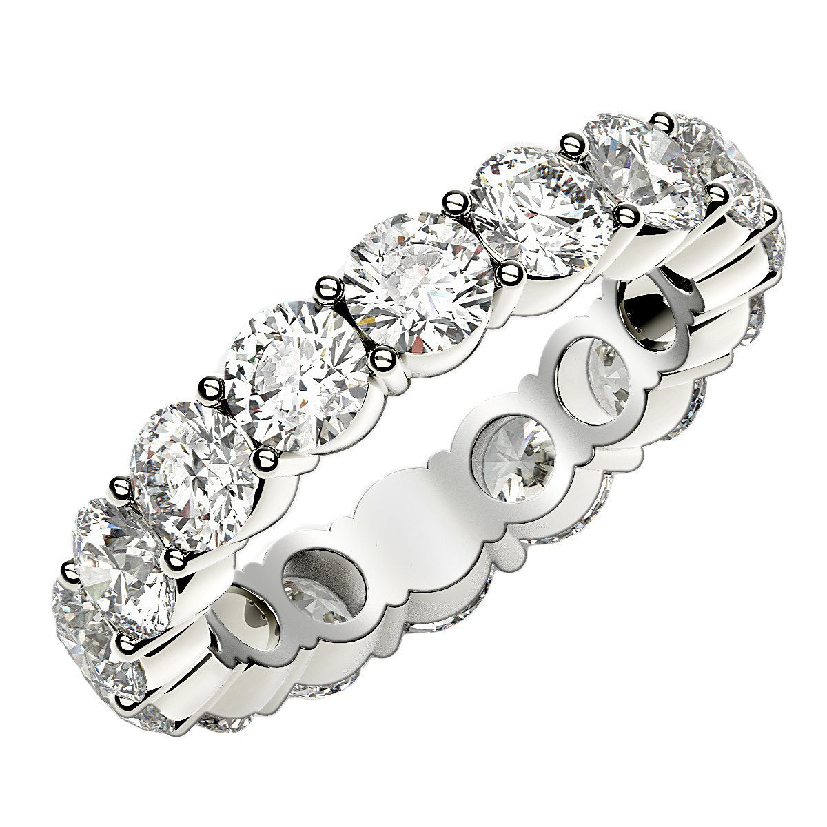 Round Cut Lab Grown Diamond Eternity Ring in 14k White Gold (4 cttw FG/VS2) - The Best Accessory