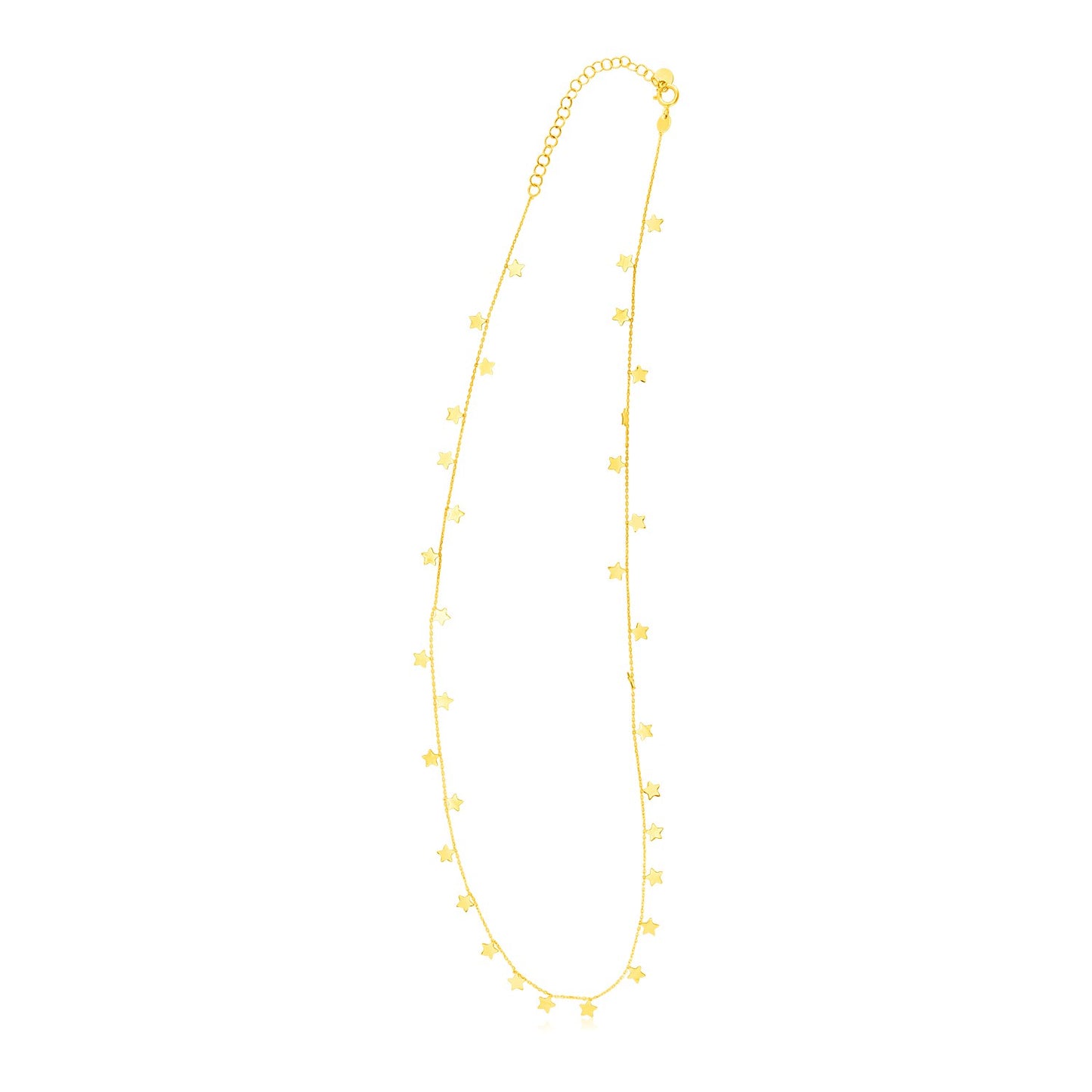 14K Yellow Gold Necklace with Dangling Stars - The Best Accessory