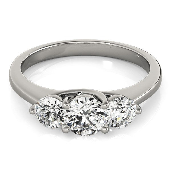 14k White Gold Classic 3 Stone Round Diamond Engagement Ring (1 cttw) - The Best Accessory