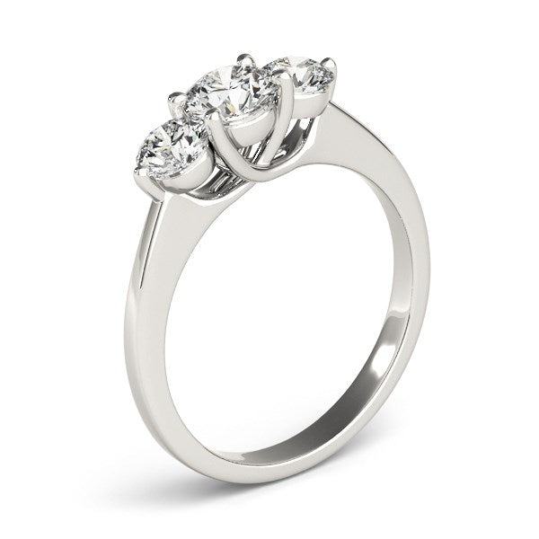 14k White Gold Classic 3 Stone Round Diamond Engagement Ring (1 cttw) - The Best Accessory