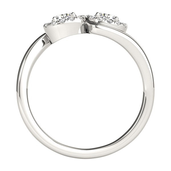 14k White Gold Halo Set Round Two Stone Diamond Ring (3/8 cttw) - The Best Accessory
