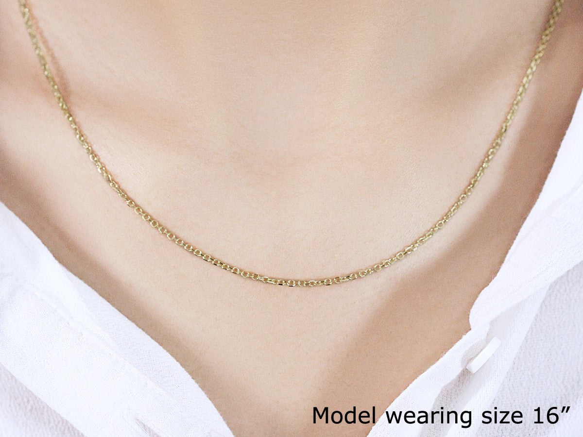 18k Yellow Gold Diamond Cut Cable Link Chain (1.40 mm) - The Best Accessory