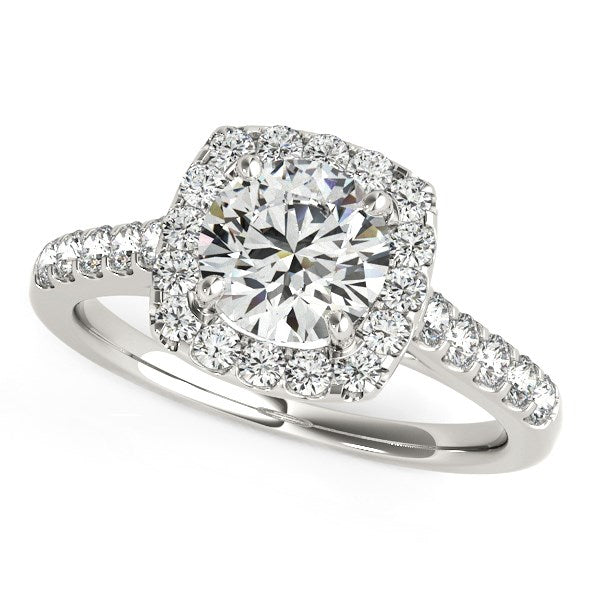 Square Shape Halo Diamond Engagement Ring in 14k White Gold (1 1/2 cttw) - The Best Accessory
