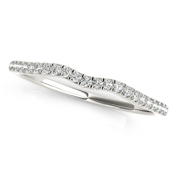 14k White Gold Wave Theme Diamond Wedding Band (1/8 cttw) - The Best Accessory
