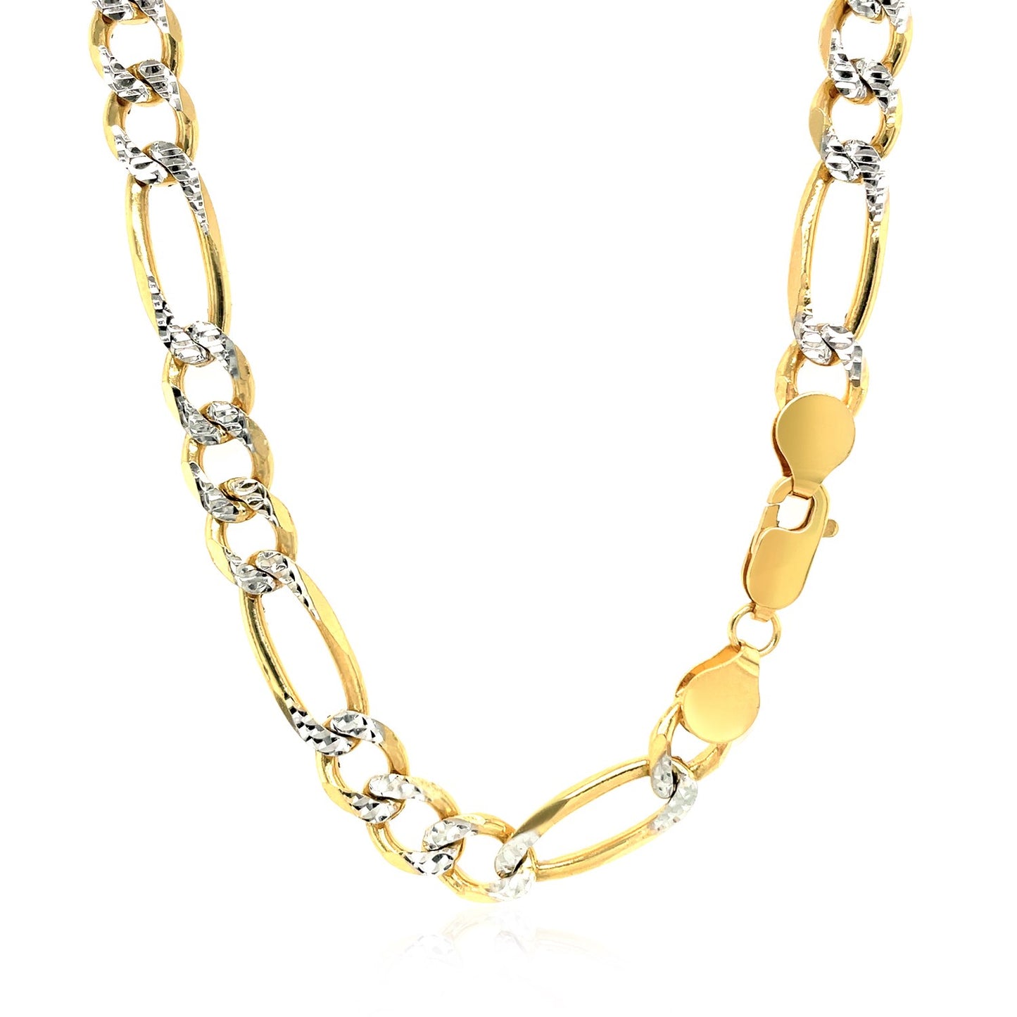 14K Yellow Gold Solid Pave Figaro Chain (7.00 mm) - The Best Accessory