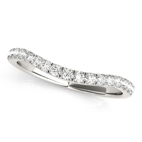 14k White Gold Pave Set Round Diamond Curved Wedding Band (1/4 cttw) - The Best Accessory