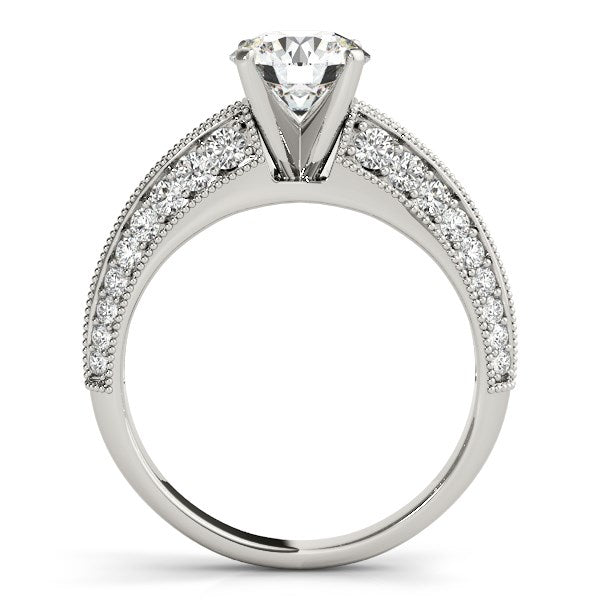 14k White Gold Pronged Round Antique Diamond Engagement Ring (1 1/2 cttw) - The Best Accessory