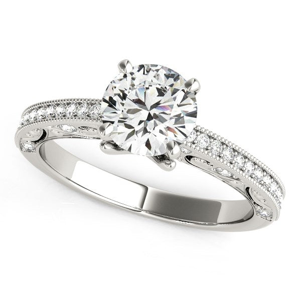 14k White Gold Antique Pronged Round Diamond Engagement Ring (1 1/8 cttw) - The Best Accessory