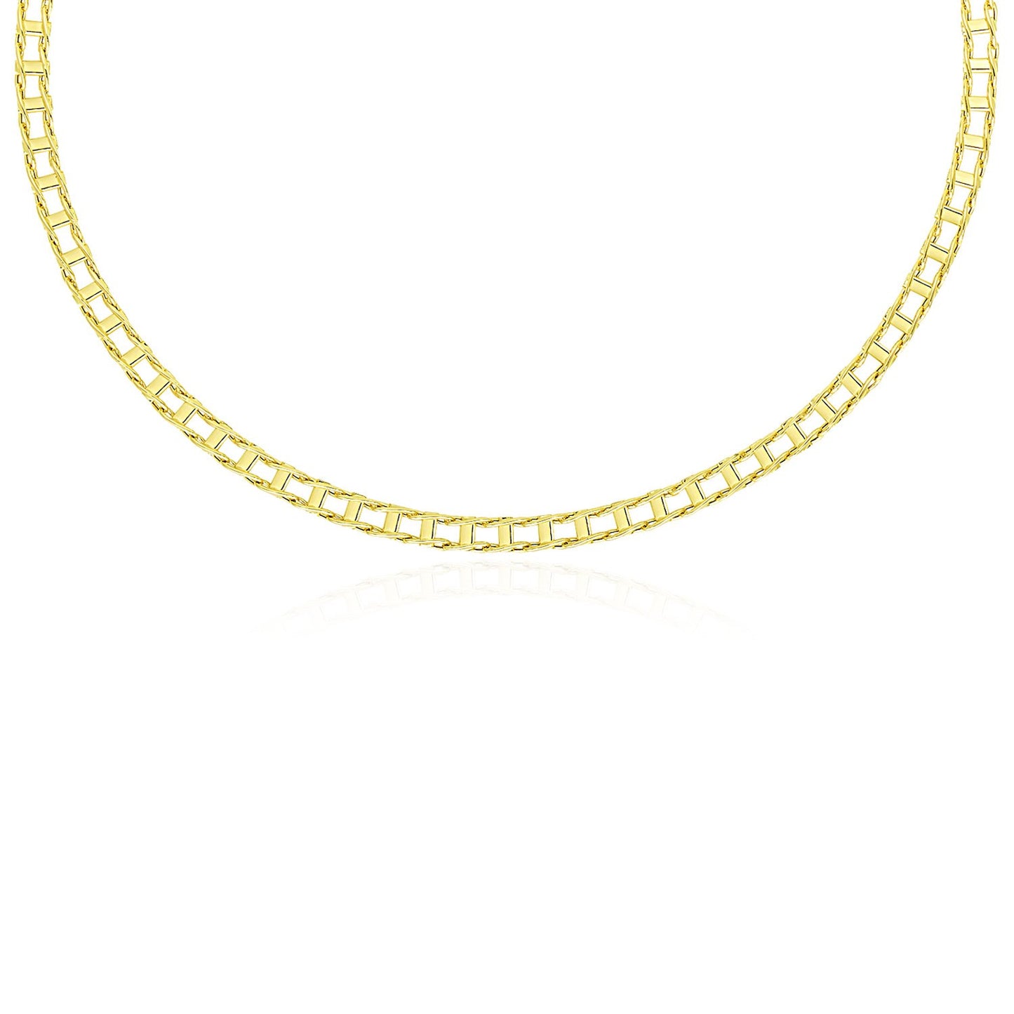 14k Yellow Gold Men's Necklace with Track Design Links - The Best Accessory