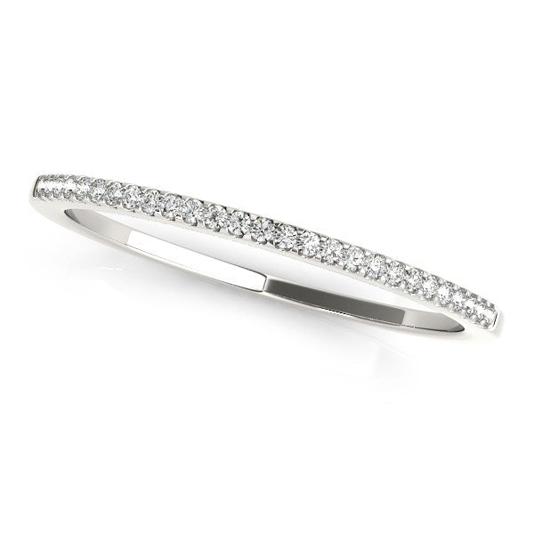 14k White Gold Slim Round Pave Set Wedding Band (1/10 cttw) - The Best Accessory