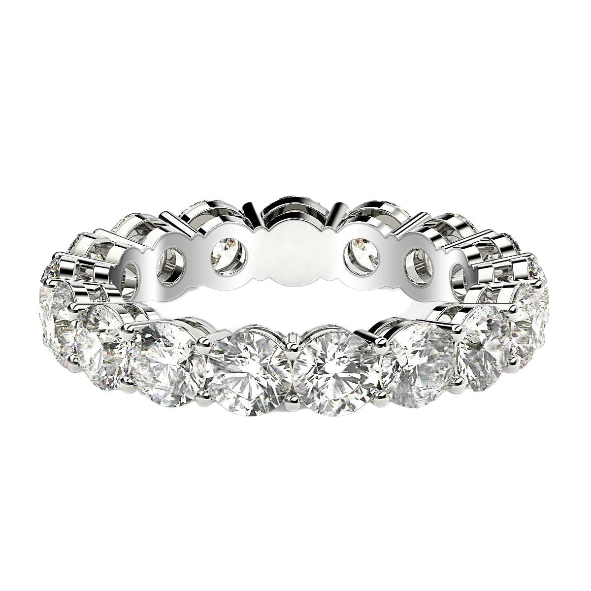 Round Cut Lab Grown Diamond Eternity Ring in 14k White Gold (3 cttw FG/VS2) - The Best Accessory