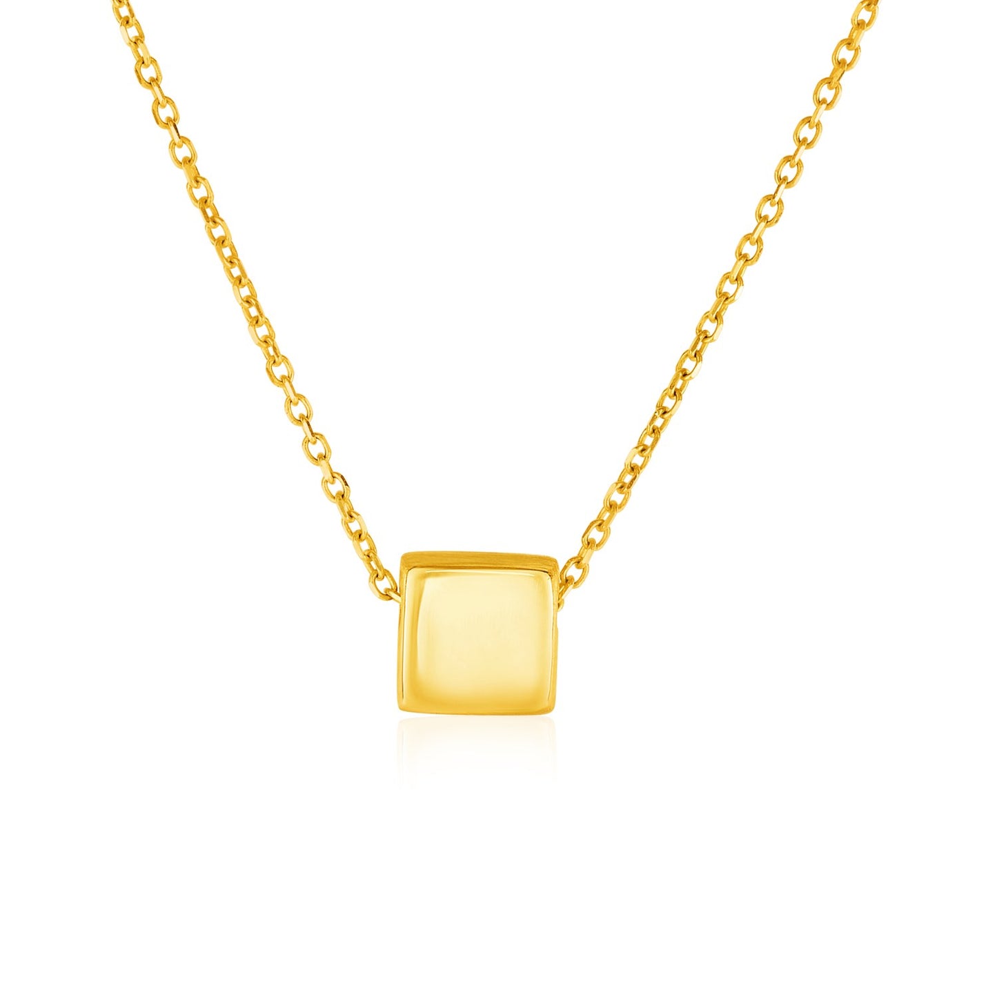 14k Yellow Gold with Shiny Square Pendant - The Best Accessory