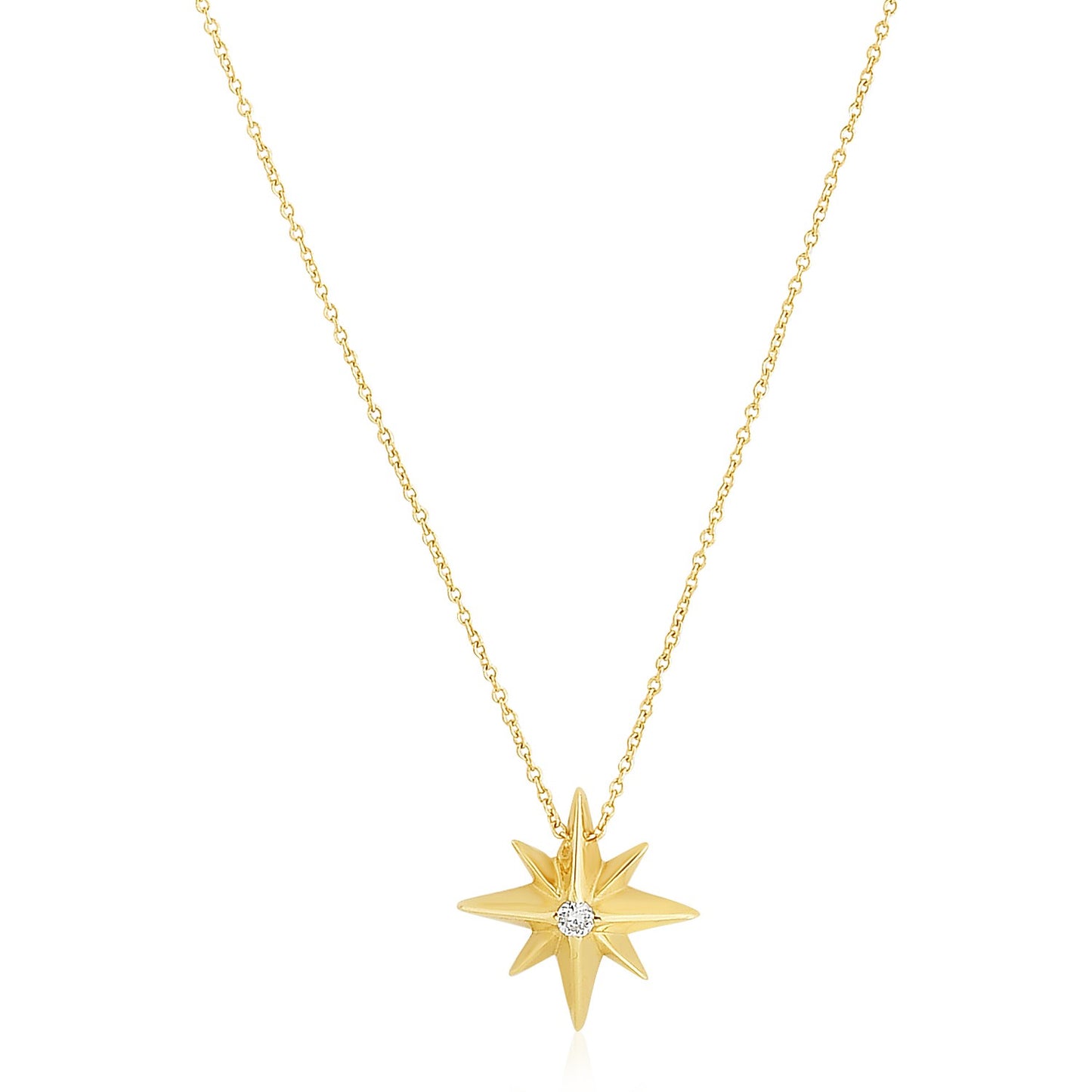 14k Yellow Gold High Polish North Star Necklace - The Best Accessory