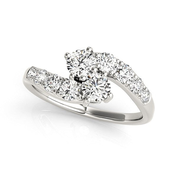 14k White Gold Two Stone Overlap Design Diamond Ring (1 cttw) - The Best Accessory