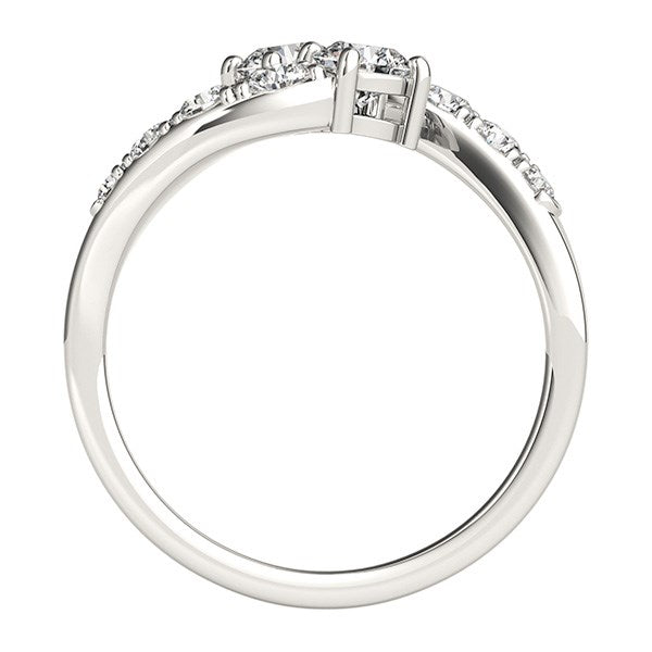 14k White Gold Two Stone Overlap Design Diamond Ring (1 cttw) - The Best Accessory