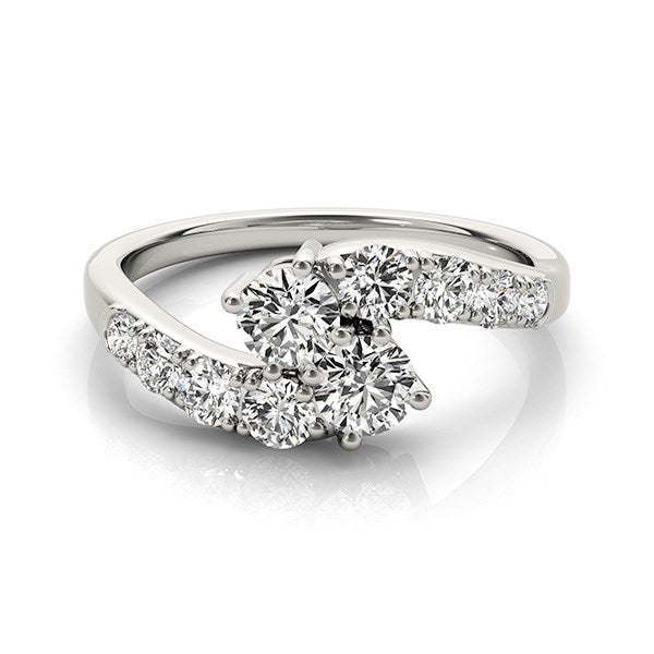 14k White Gold Two Stone Overlap Design Diamond Ring (1 cttw) - The Best Accessory