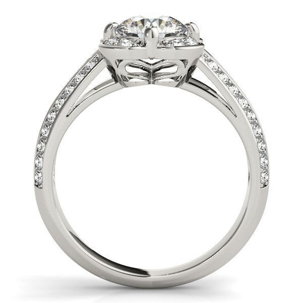 Round Diamond Floral Motif Engagement Ring in 14k White Gold (1 3/8 cttw) - The Best Accessory