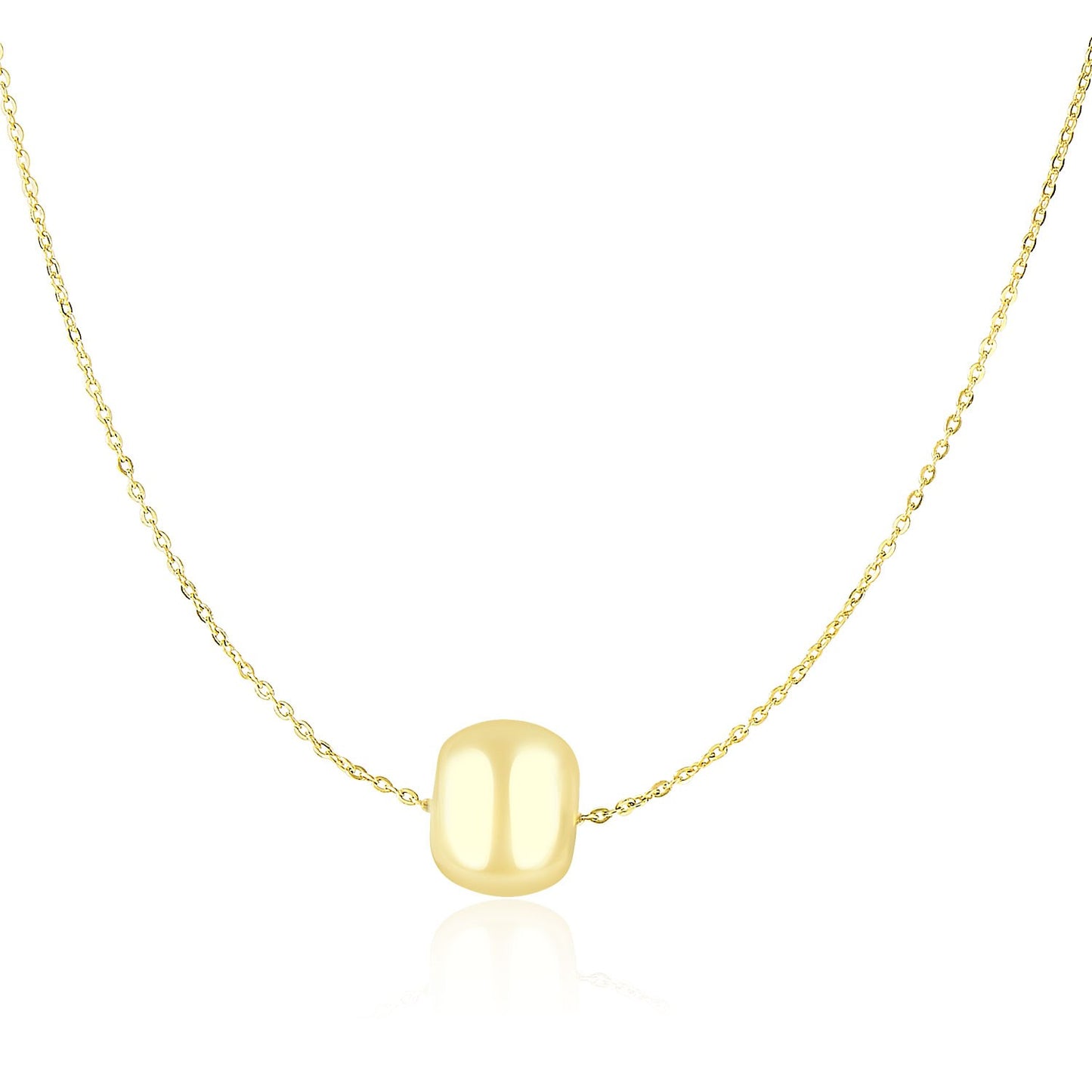 14k Yellow Gold Necklace with Shiny Barrel Bead Charm - The Best Accessory