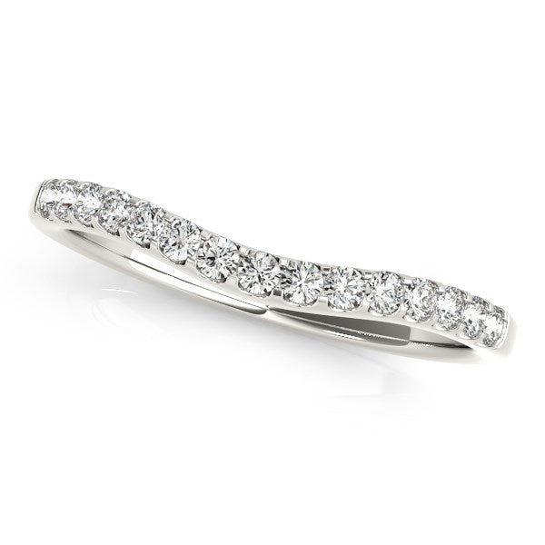 14k White Gold Round Pave Setting Curvy Diamond Wedding Band (1/4 cttw) - The Best Accessory