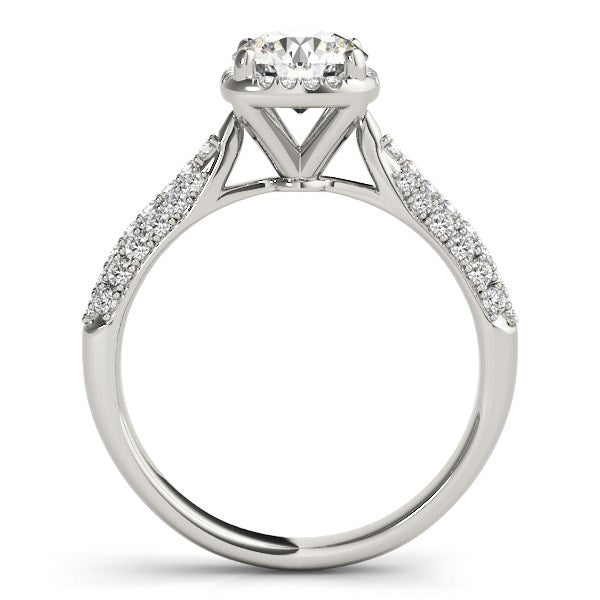 14k White Gold Halo Graduated Pave Shank Diamond Engagement Ring (1 1/3 cttw) - The Best Accessory