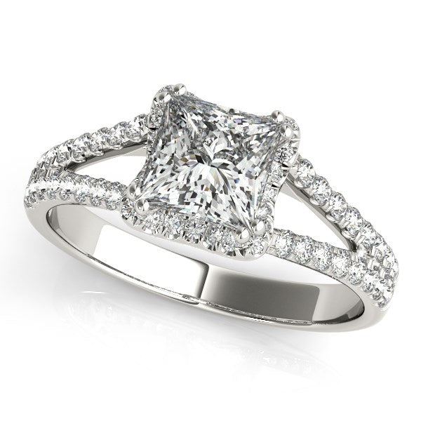 14k White Gold Princes Cut Halo Split Shank Diamond Engagement Ring (2 cttw) - The Best Accessory
