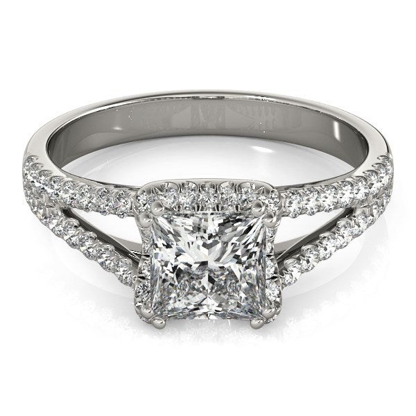14k White Gold Princes Cut Halo Split Shank Diamond Engagement Ring (2 cttw) - The Best Accessory