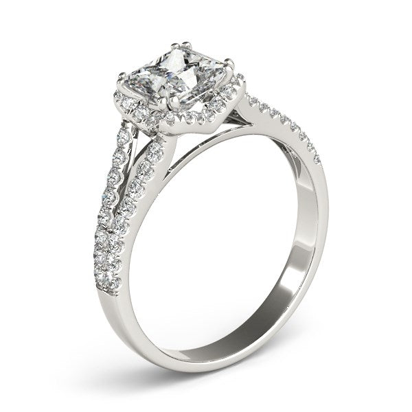 14k White Gold Princes Cut Halo Split Shank Diamond Engagement Ring (2 cttw) - The Best Accessory
