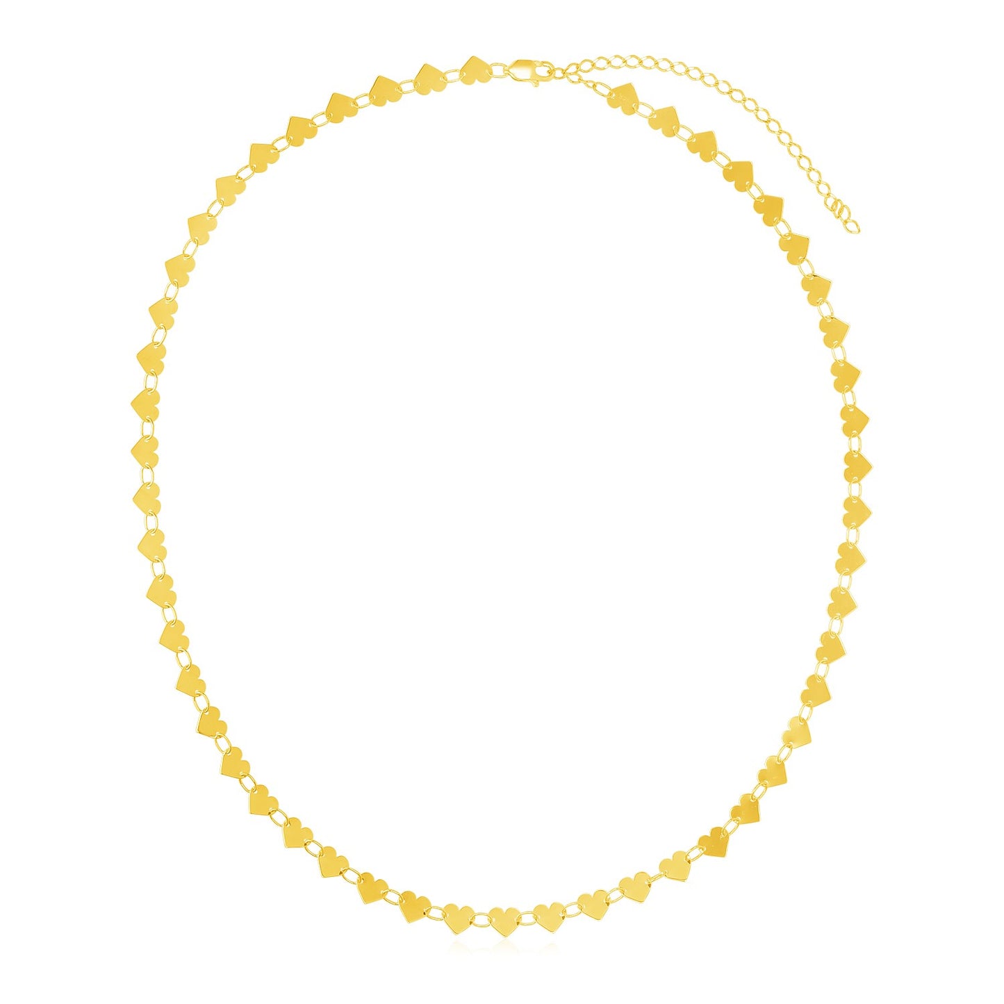14k Yellow Gold Mirrored Heart Chain Necklace - The Best Accessory