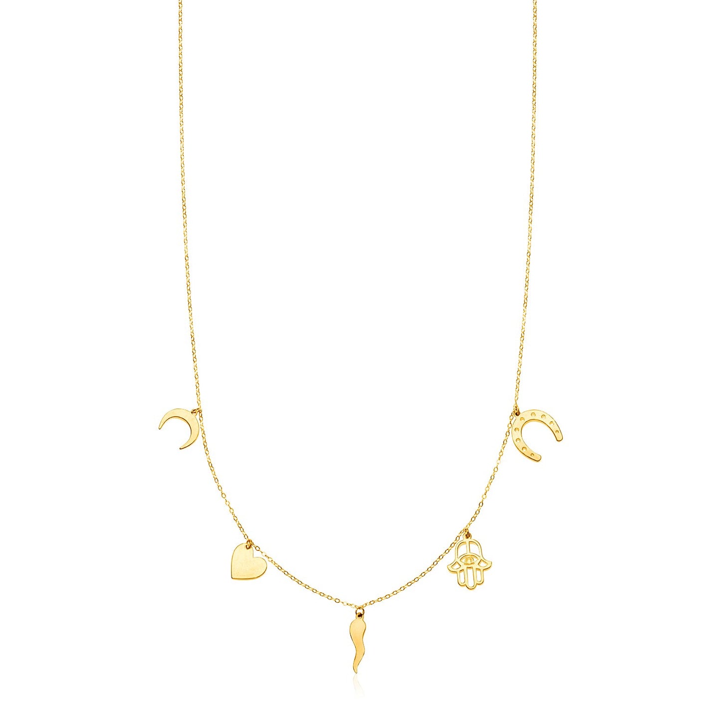 14K Yellow Gold Necklace with Polished Charms - The Best Accessory