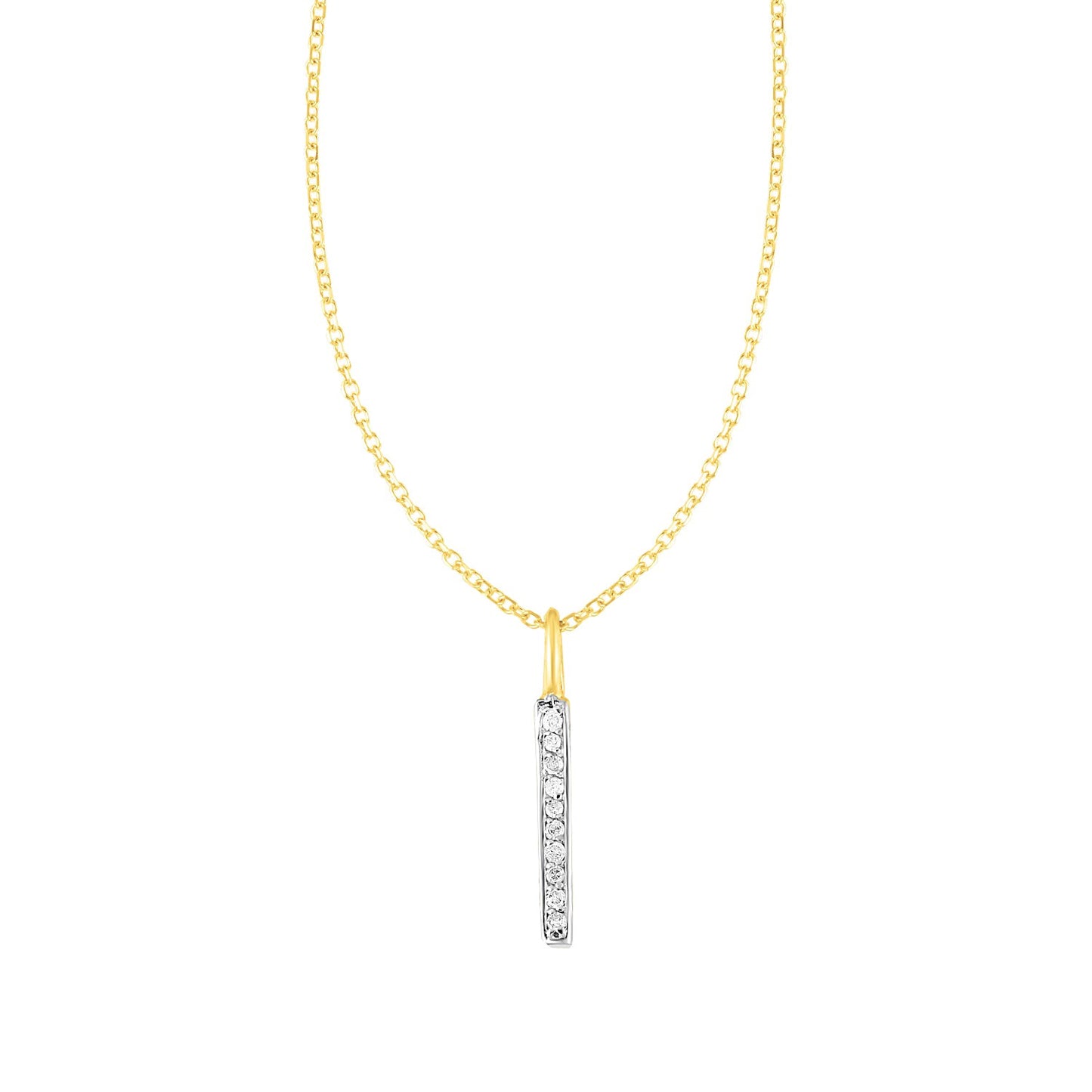 14k Yellow Gold Bar Pendant with Diamonds - The Best Accessory