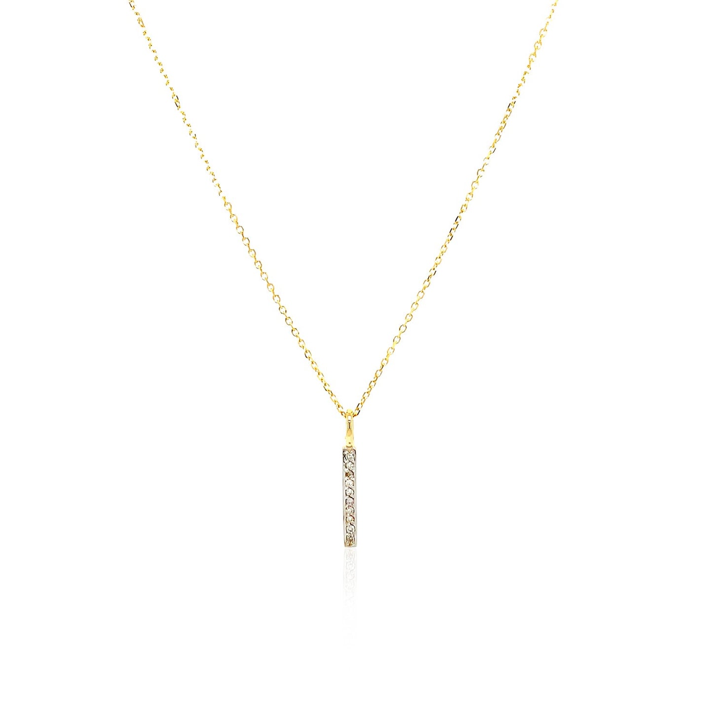 14k Yellow Gold Bar Pendant with Diamonds - The Best Accessory