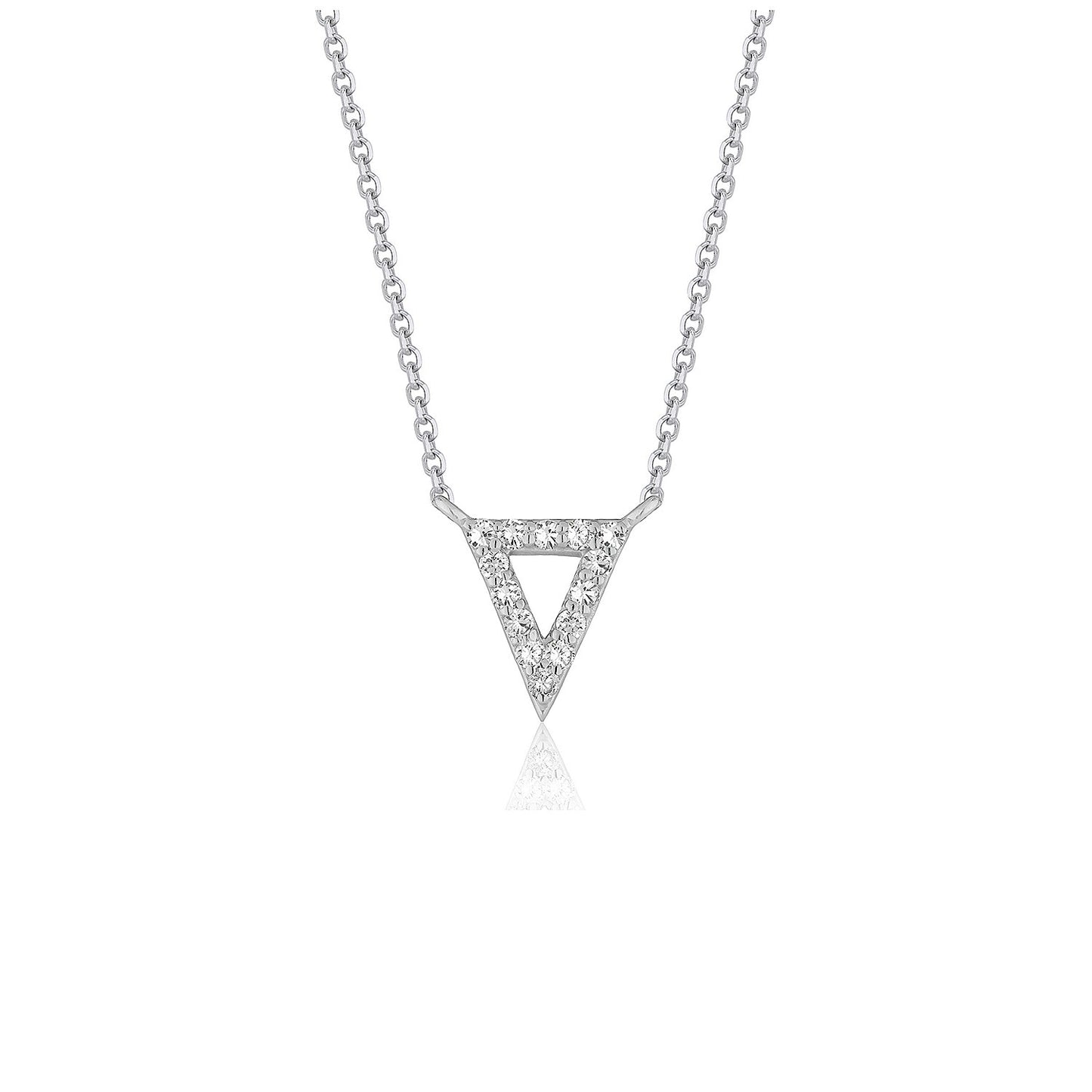 Diamond Inverted Triangle Pendant in 14k White Gold - The Best Accessory
