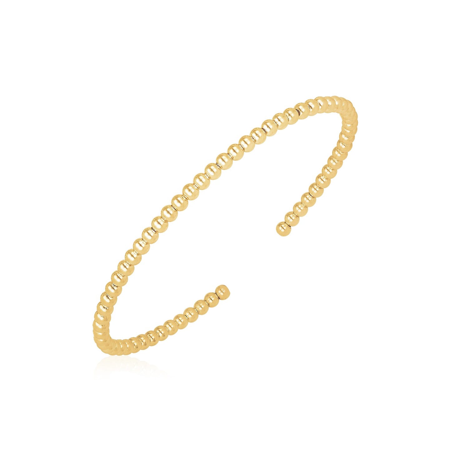 14k Yellow Gold High Polish Bead Cuff Bangle (3.00 mm) - The Best Accessory