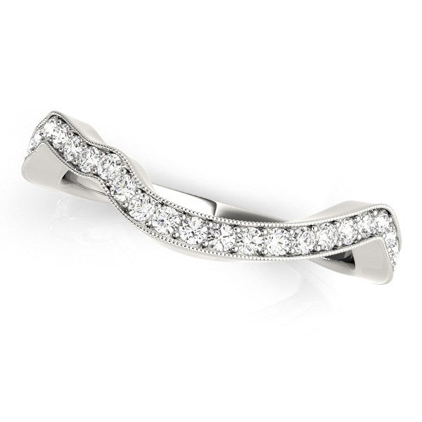 14k White Gold Milgrained Curve Style Diamond Wedding Band (1/5 cttw) - The Best Accessory