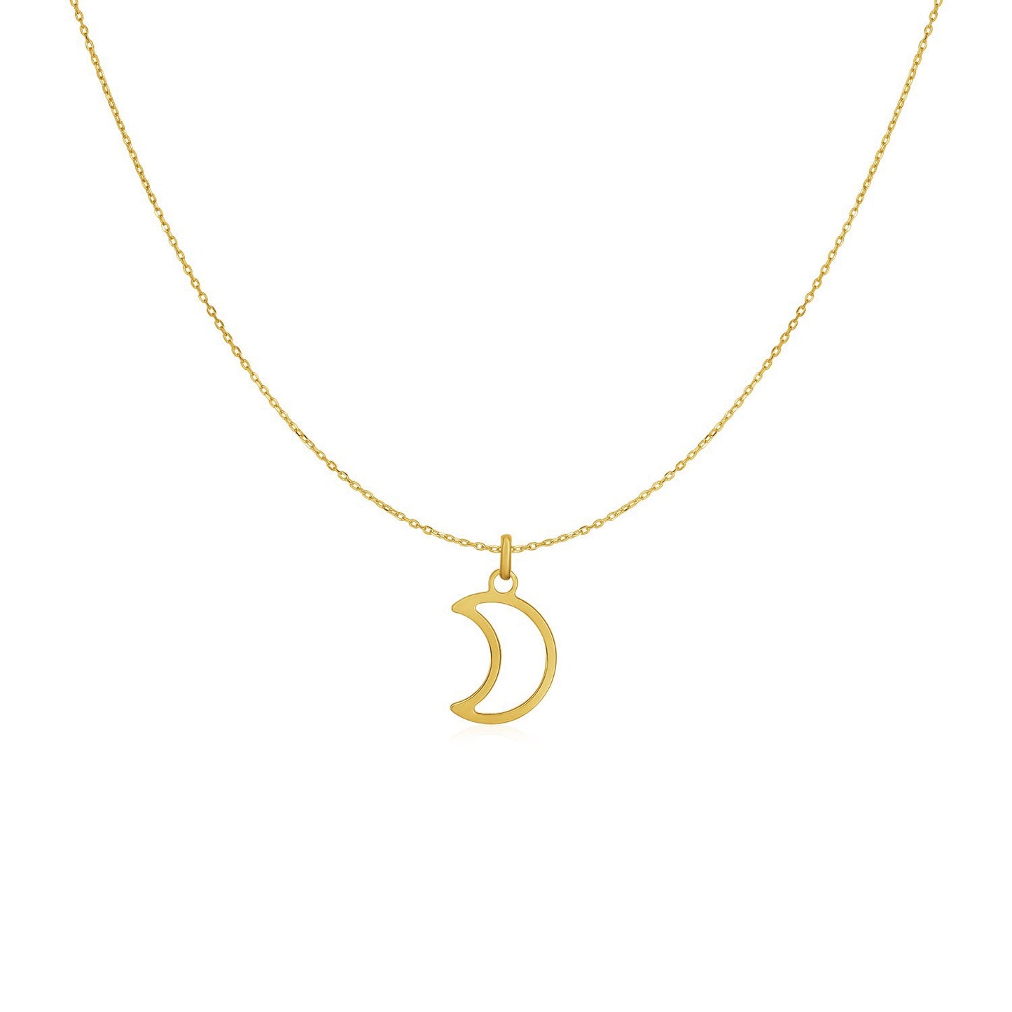 14k Yellow Gold Necklace with Moon - The Best Accessory