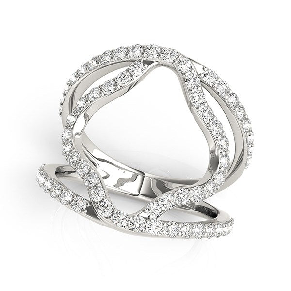14k White Gold Diamond Flower Style Dual Band Ring (5/8 cttw) - The Best Accessory