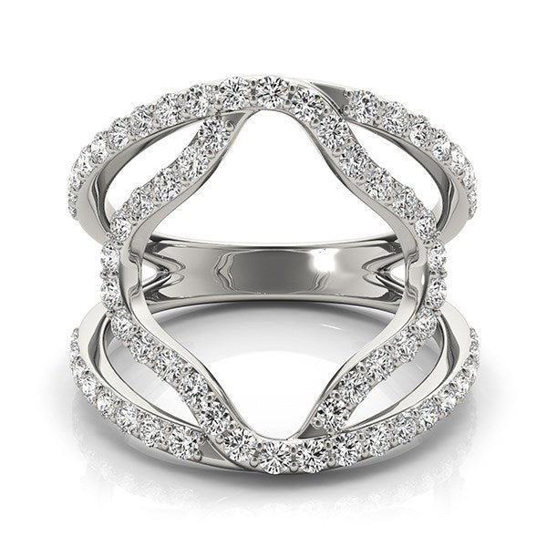 14k White Gold Diamond Flower Style Dual Band Ring (5/8 cttw) - The Best Accessory