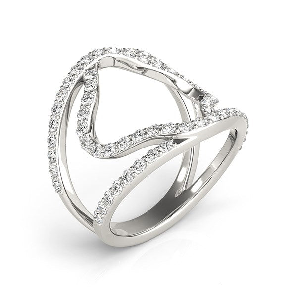 14k White Gold Diamond Flower Style Dual Band Ring (5/8 cttw) - The Best Accessory