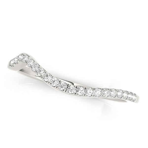 14k White Gold Modern Curved Diamond Wedding Band (1/8 cttw) - The Best Accessory