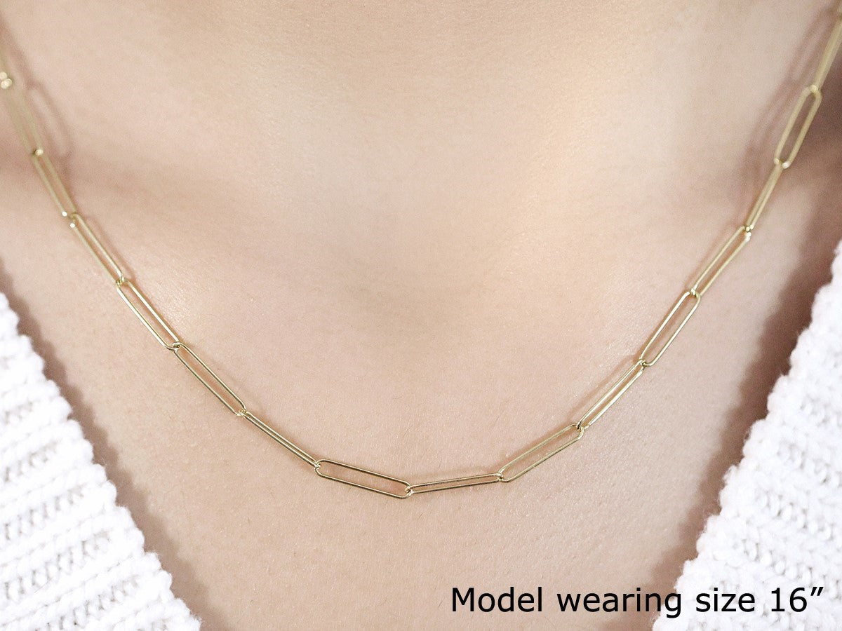 14k Yellow Gold Wire Paperclip Chain (2.70 mm) - The Best Accessory